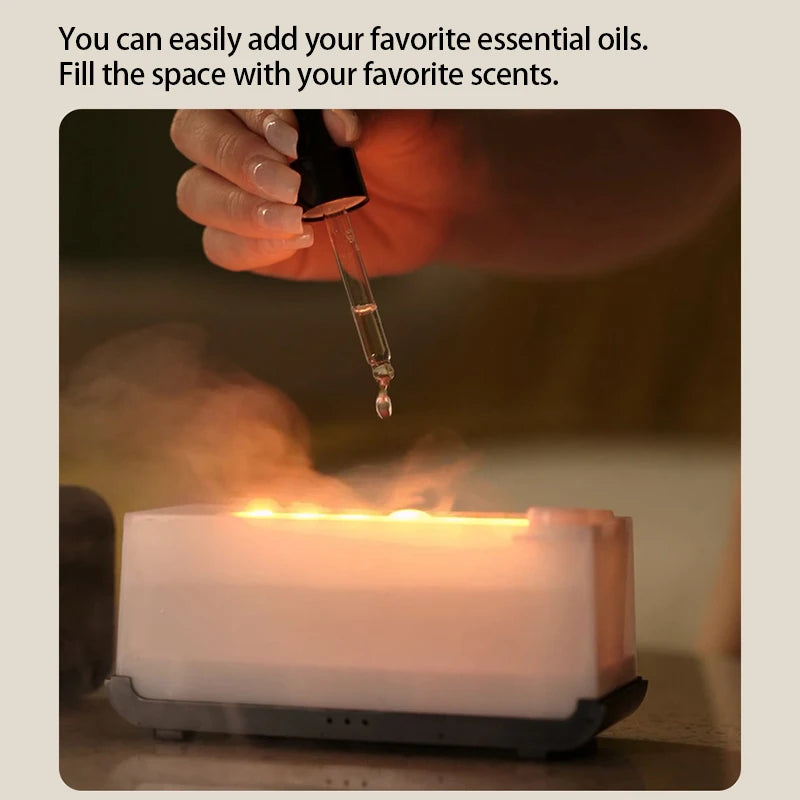 Noir Alloy™ FlameGlow Mini Diffuser | Ultrasonic Cool Mist & LED Ambiance