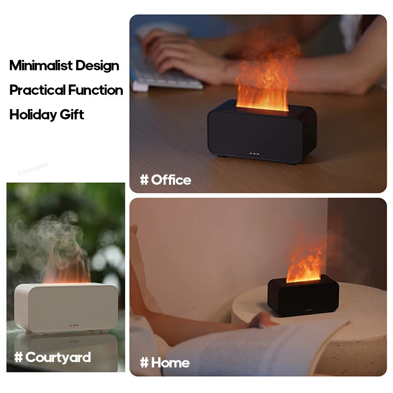 Noir Alloy™ FlameGlow Mini Diffuser | Ultrasonic Cool Mist & LED Ambiance