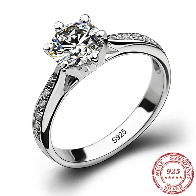 Noir Luxe “Elysian” Sterling Solitaire Ring – 7ct Brilliance