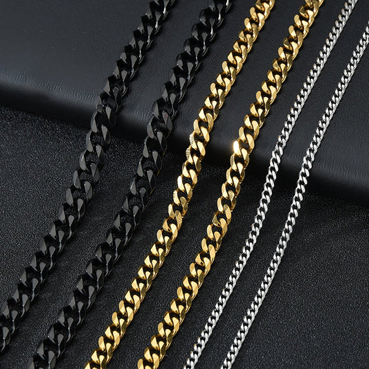 Noir Alloy Cuban Link Necklace – Stainless Steel