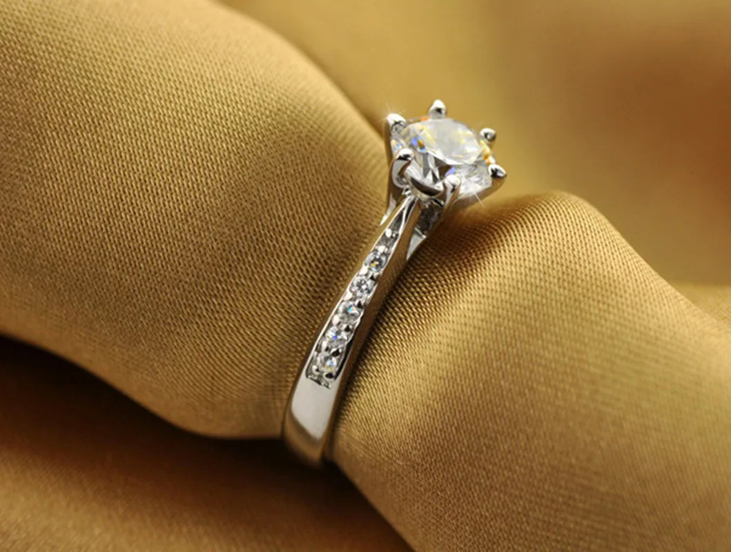 Noir Luxe “Elysian” Sterling Solitaire Ring – 7ct Brilliance