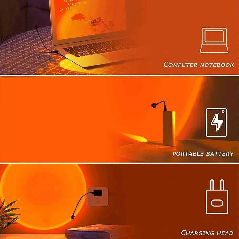 Noir Alloy™ Sunset Ambiance Light | USB-Powered Golden Hour Glow
