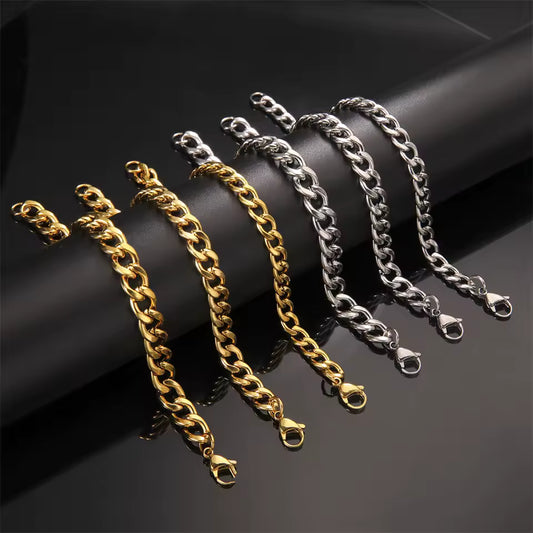 Noir Alloy Cuban Chain Bracelet – Stainless Steel