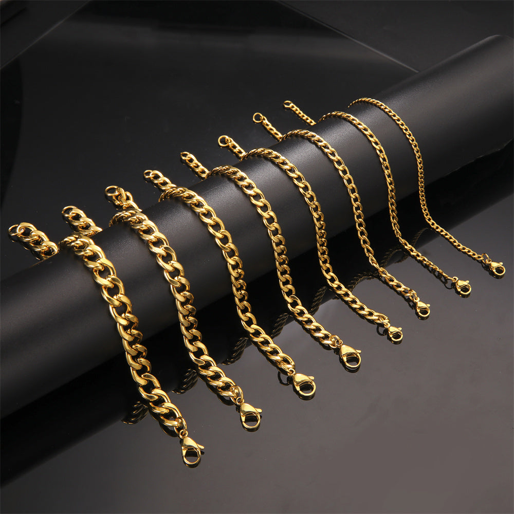 Noir Alloy Cuban Chain Bracelet – Stainless Steel