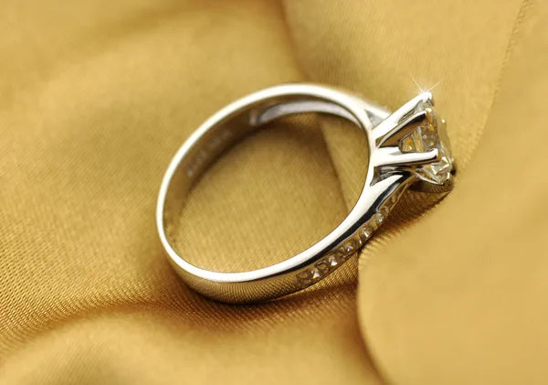 Noir Luxe “Elysian” Sterling Solitaire Ring – 7ct Brilliance