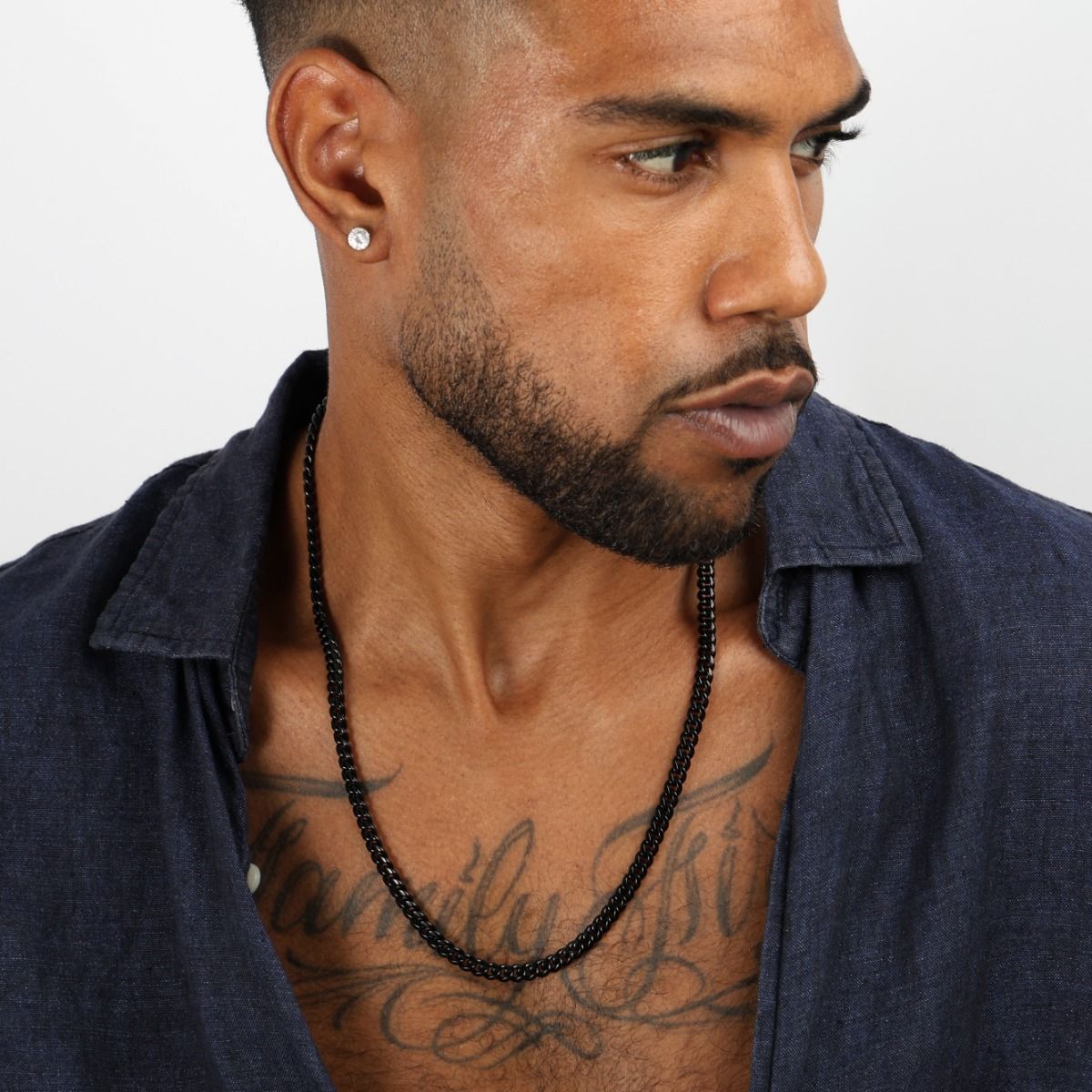 Noir Alloy Cuban Link Necklace – Stainless Steel